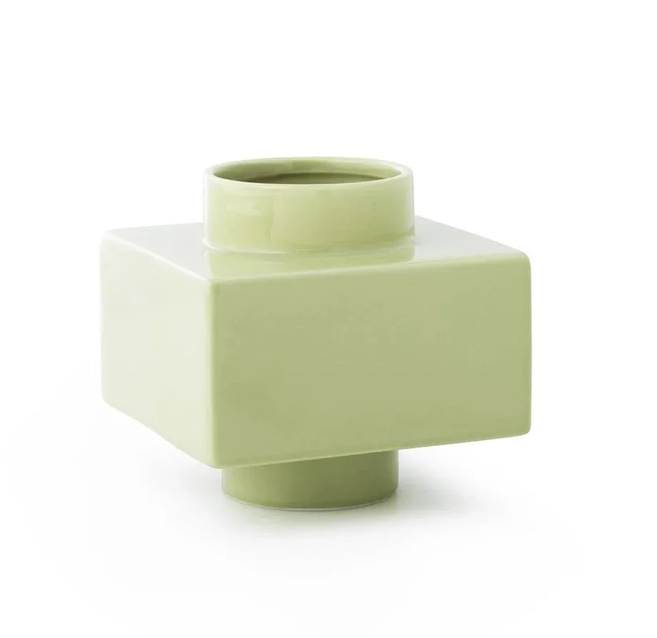 minimalist cube vase green geometric