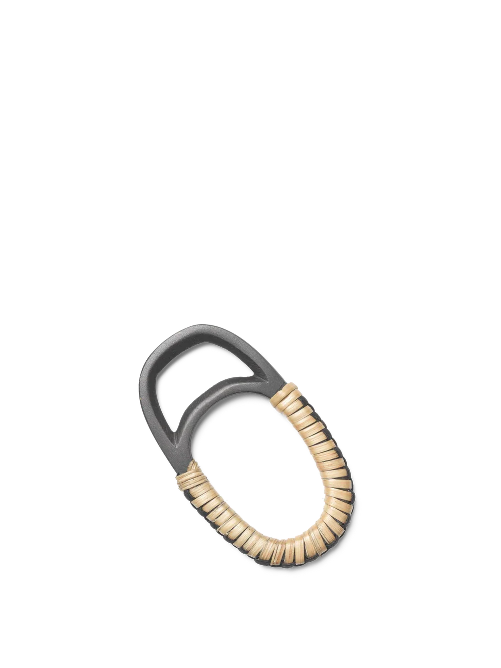 A black and rattan bottle opener