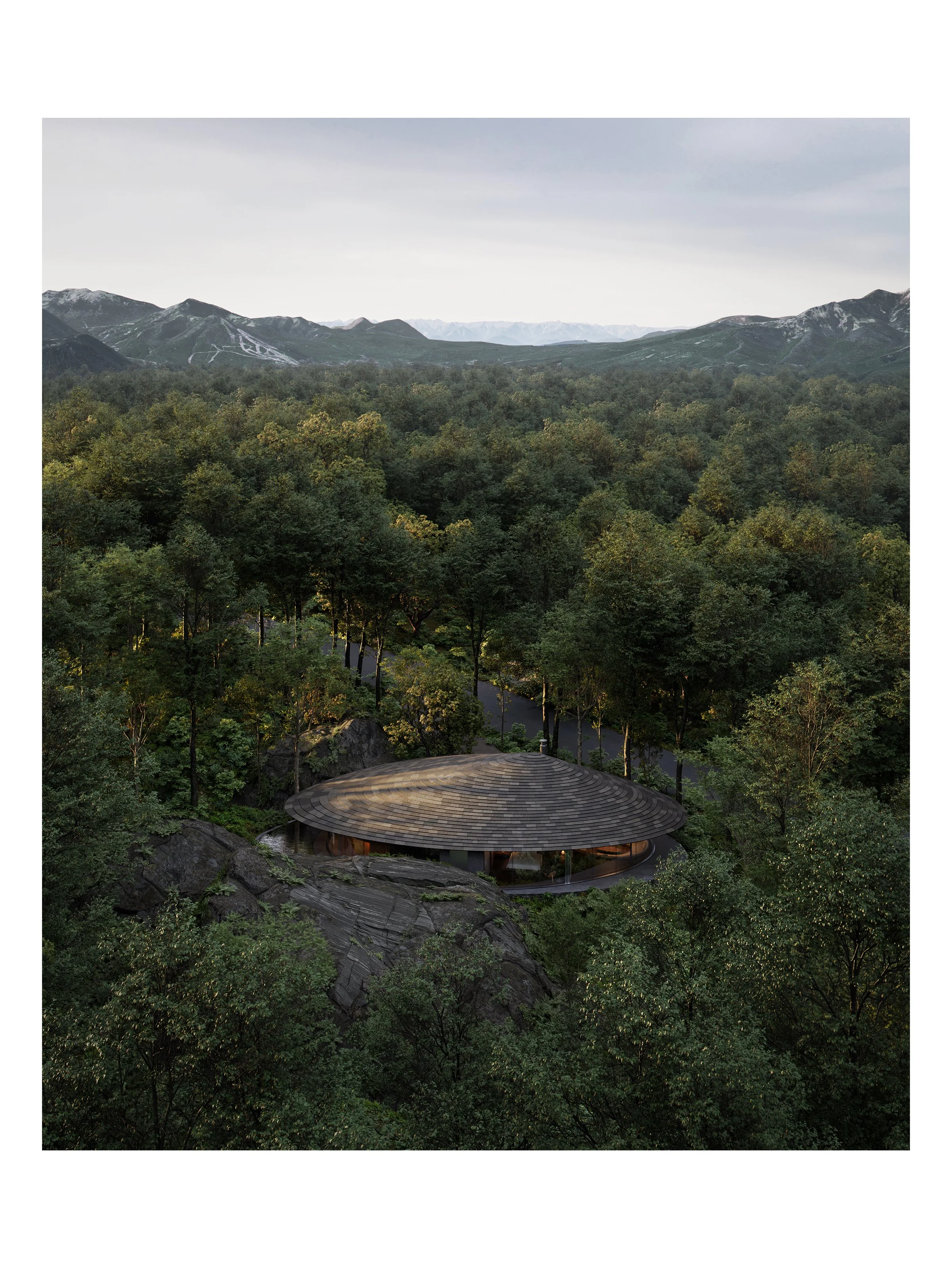 Nature Within
NOT A HOTEL Kitakaruizawa.

Shaped by the volcanic terrain of Kitakaruizawa, the architecture carefully weaves itself between ancient lava rocks that have existed on the site long before the project itself. Rather than removing them, th