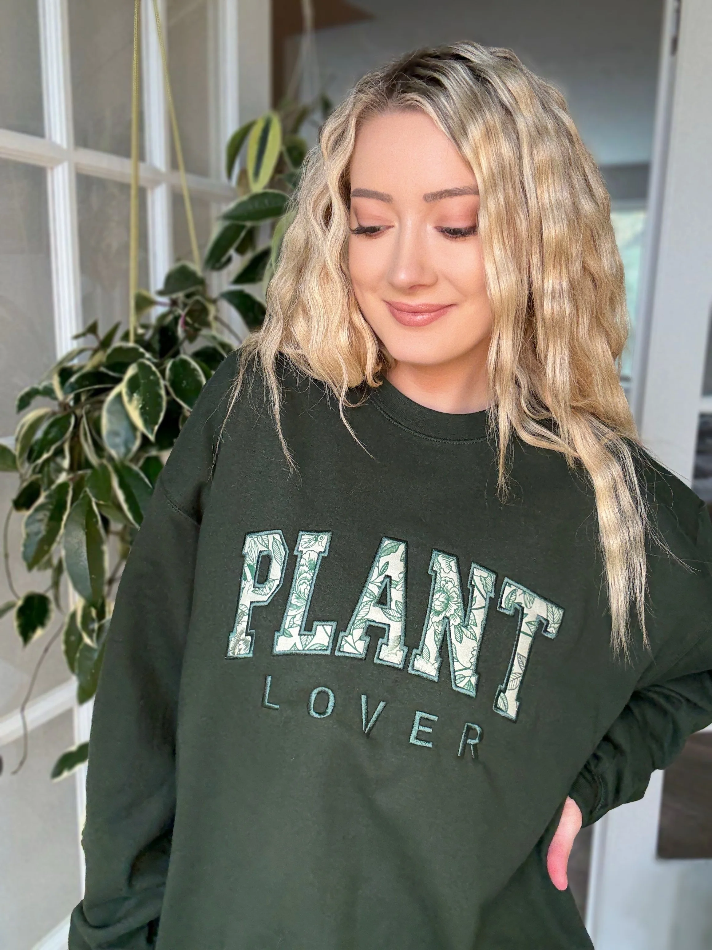 Plant Lover Embroidered Crewneck Sweatshirt