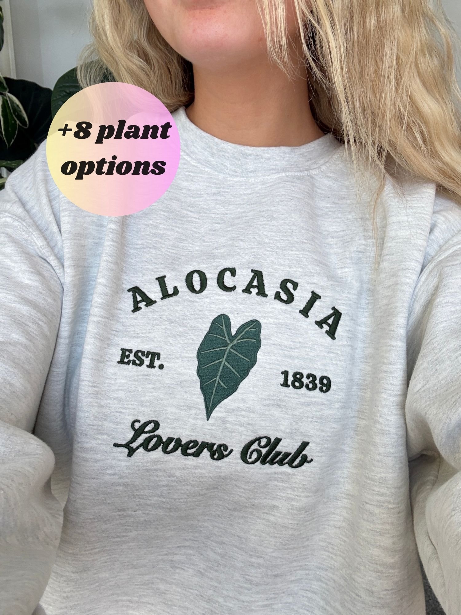 Custom Plant Lover Club Embroidered Crewneck Sweatshirt