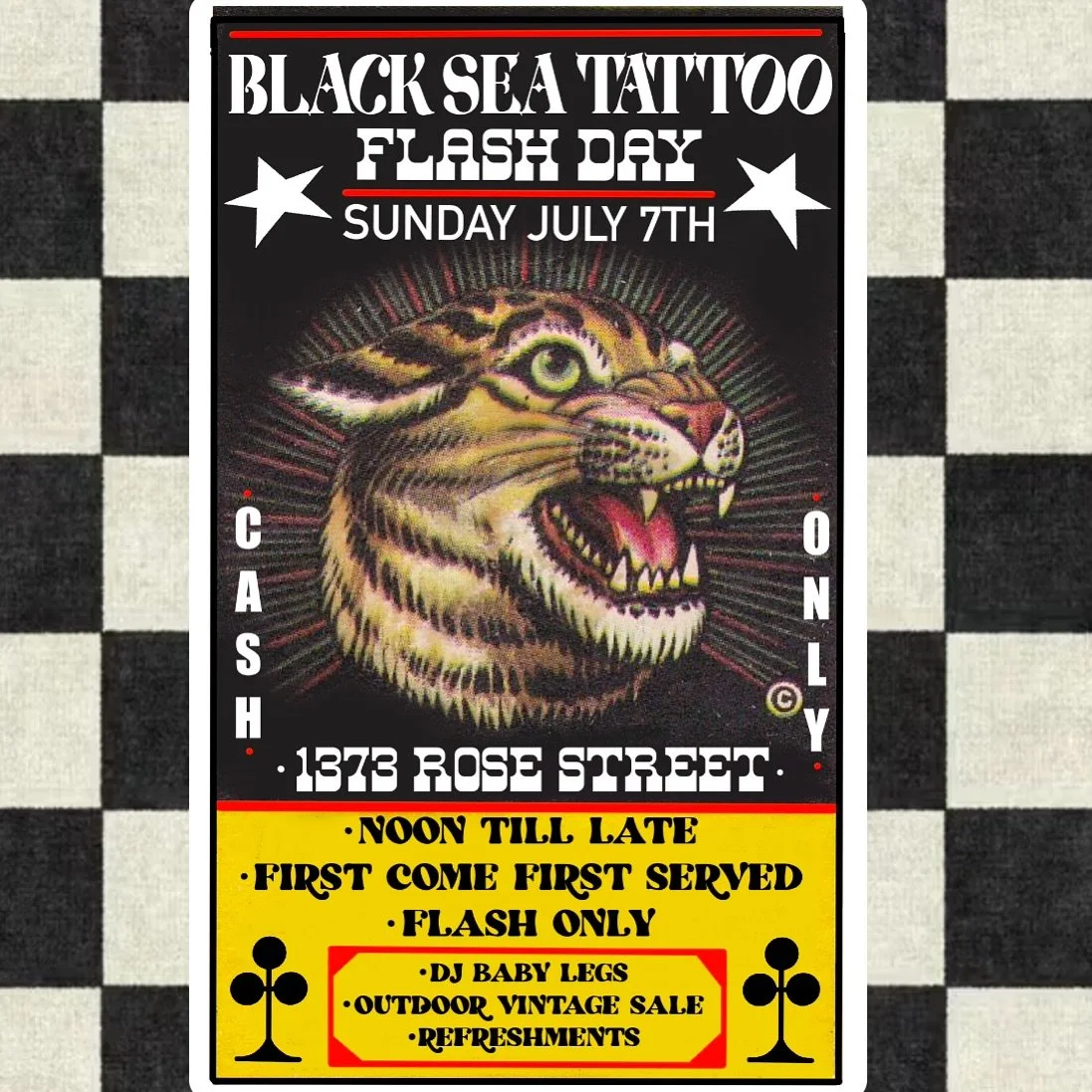 Come check us out at Black Sea Tattoo Sunday July 7th. We&rsquo;re putting on a flash day with our pals from Golden spider and a few local vendors. Come check out the shop! Hundreds of designs to choose from starting at $100 (regularly $130 minimum) 