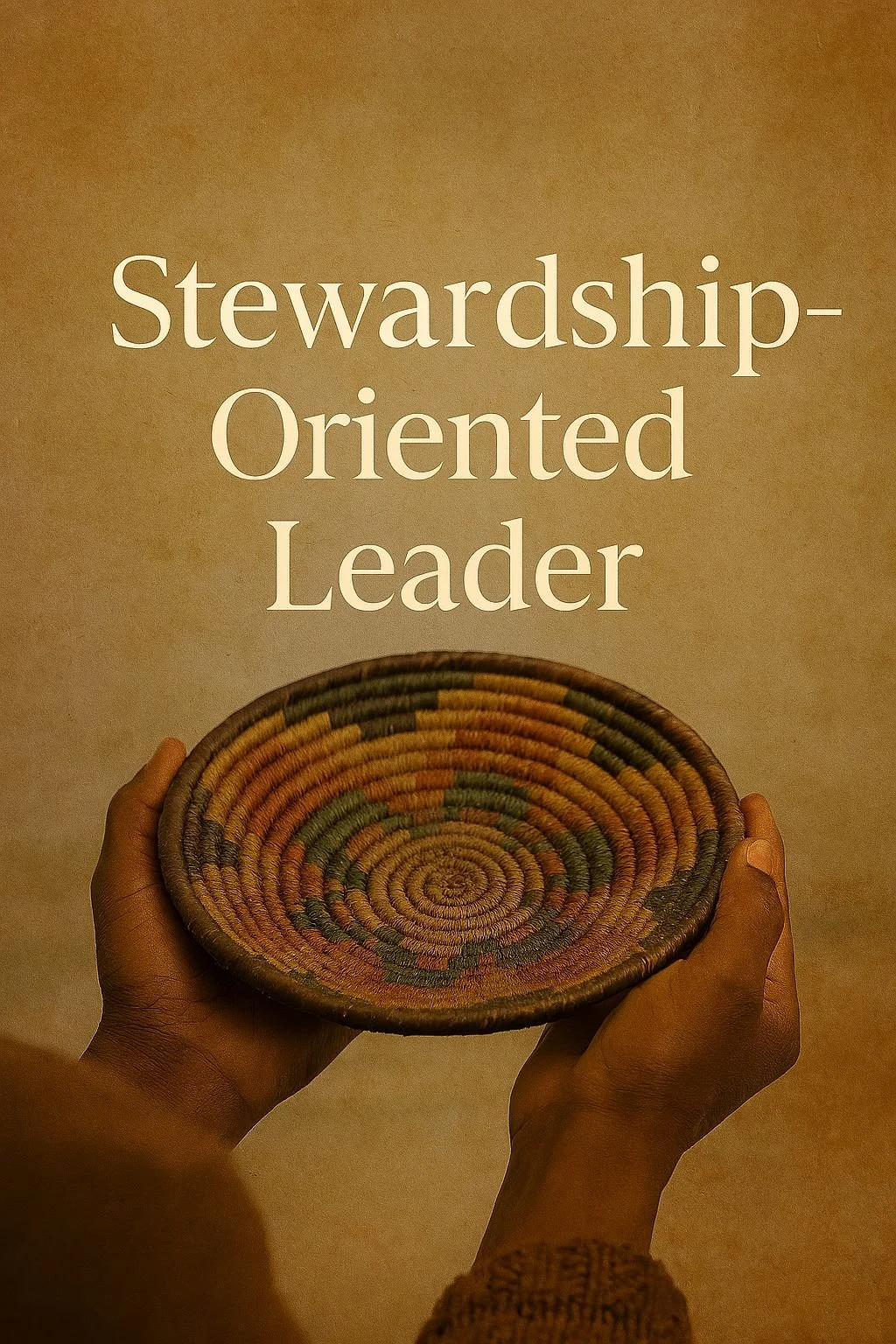 Hands holding a woven basket with the text "Stewardship-Oriented Leader" above.