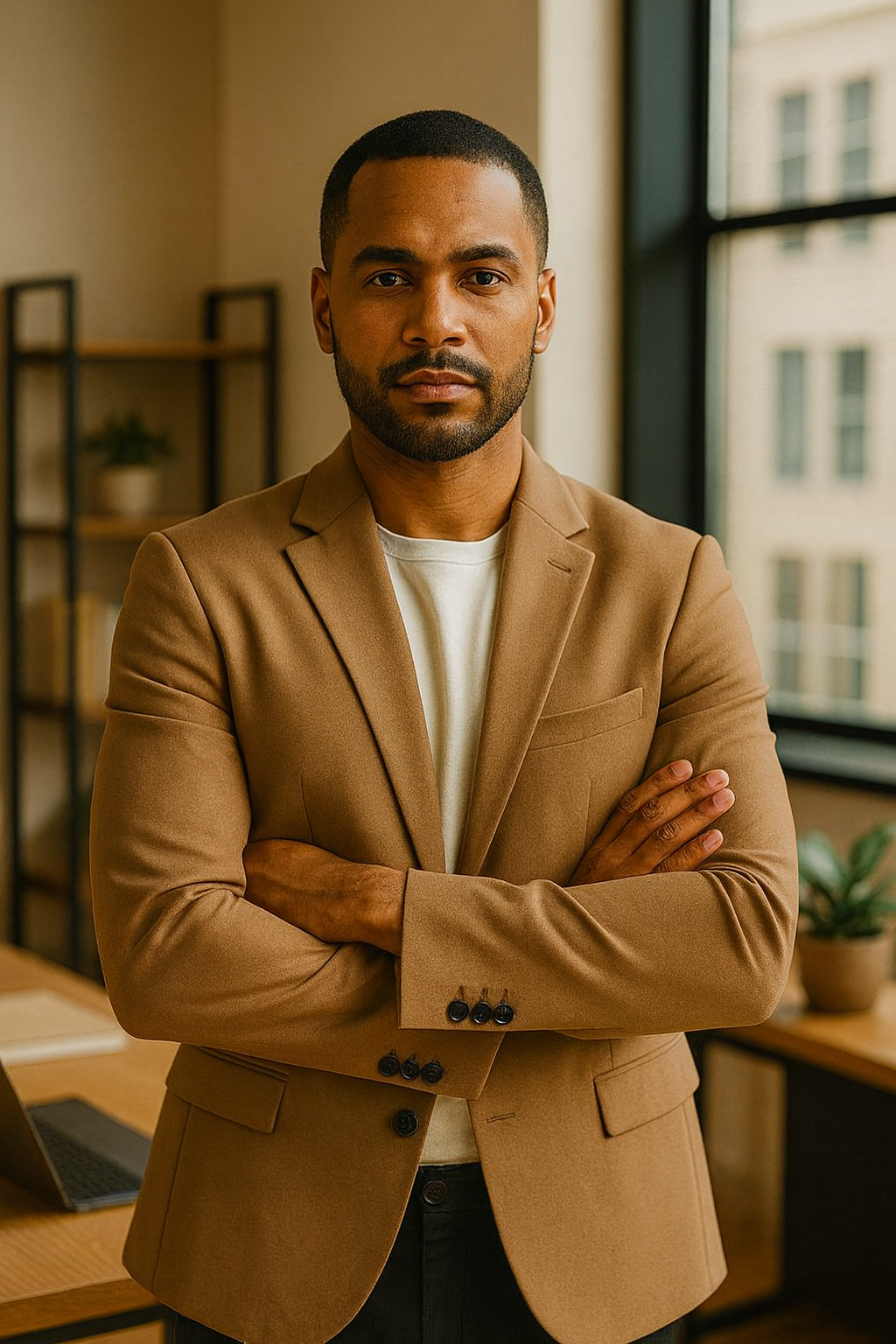 A confident Caribbean senior manager with Sterling Business Management for identity anchored, emotionally intelligent coaching to navigate transition, influence, and growth.