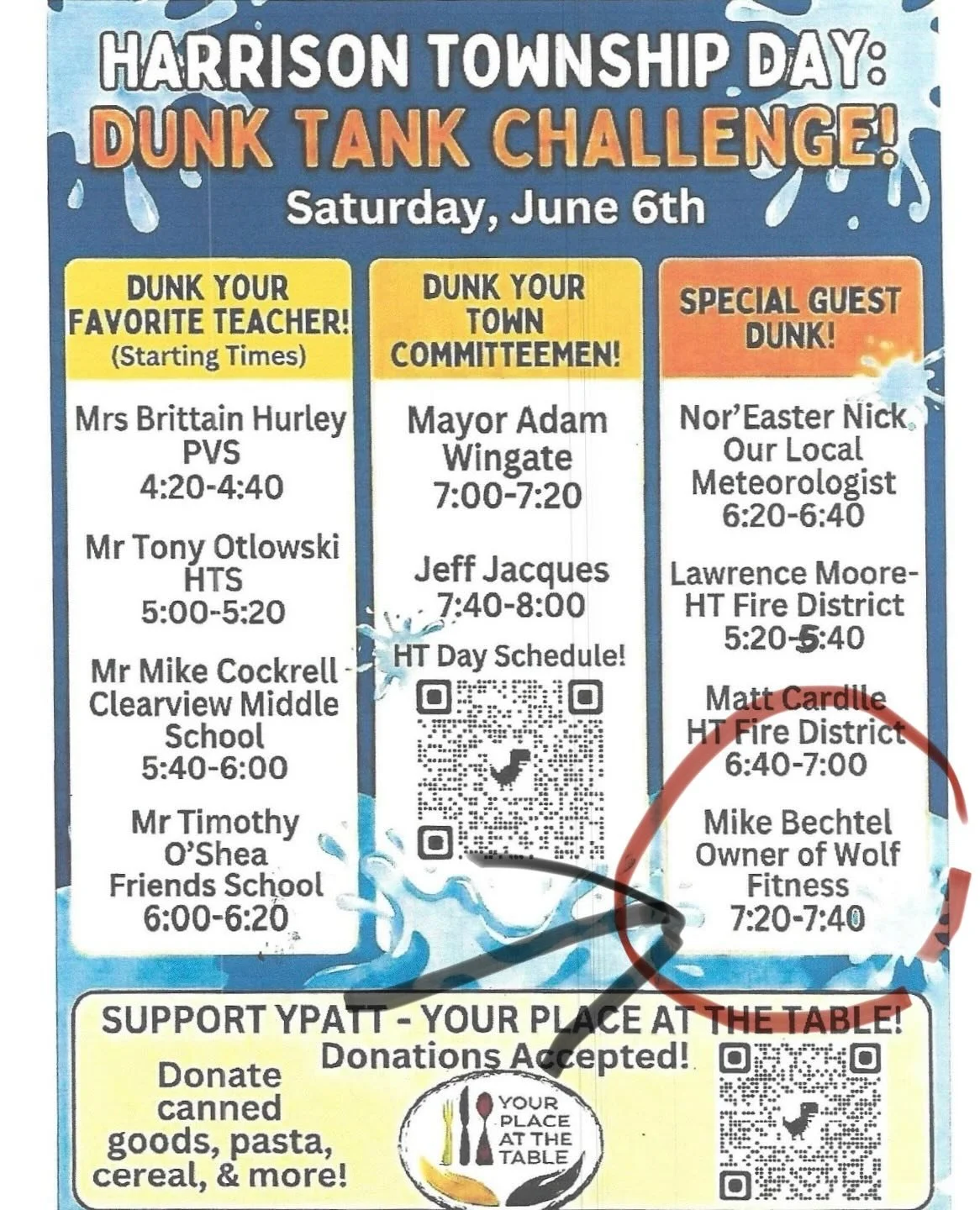 Come say hi to us at Harrison Twp Day - Saturday June 6th!

I&rsquo;ll be in the dunk tank at 7:20&hellip; anyone who successfully dunks me will get bragging rights, plus a coupon for a free day pass at the gym, and an energy drink!