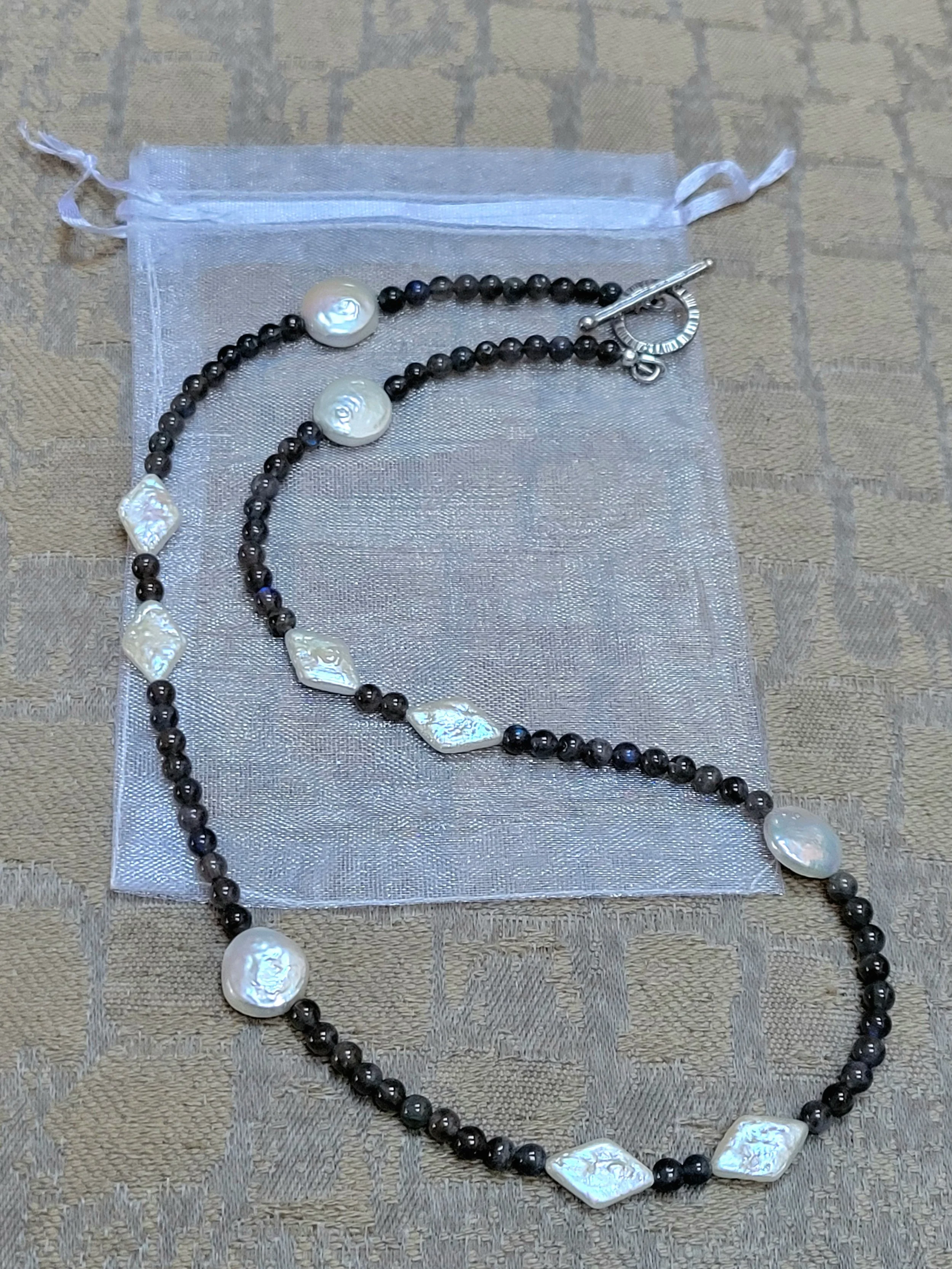 Labradorite and Freshwater Pearl Necklace