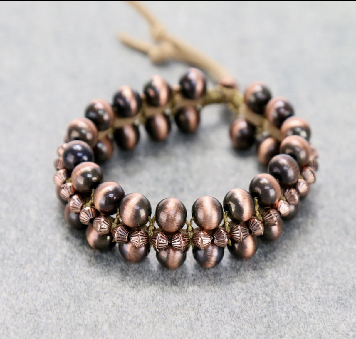 Navajo Style Pearl Friendship Bracelet - Copper