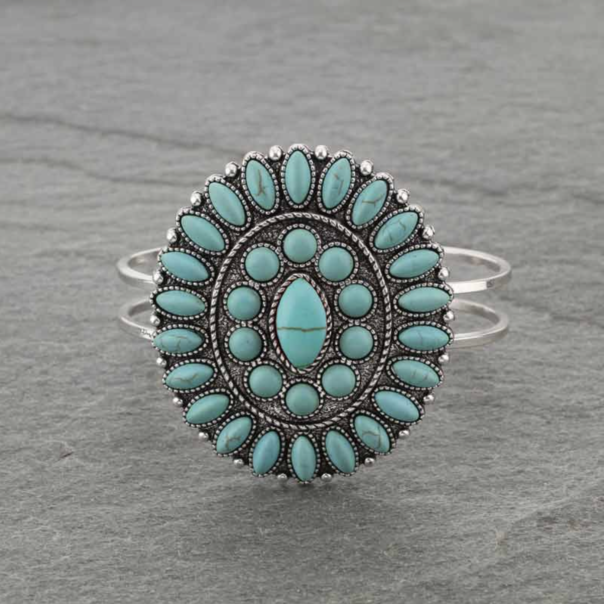 Western Style Stone Hinge Bracelet - Turquoise