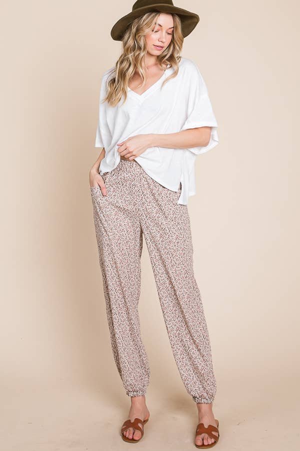 Floral Print Jogger Pants with Pockets