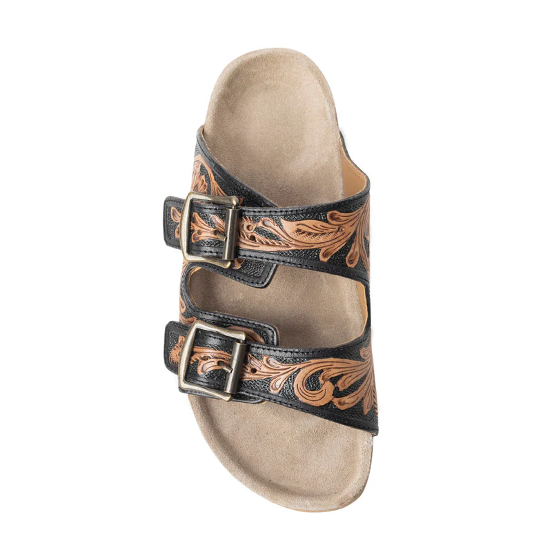 Myra Falling Feather Sandals In Brown and Black