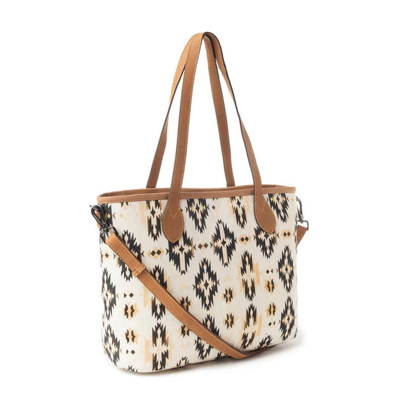 Myra Desert Sky Star Tote Bag In Off White and Black