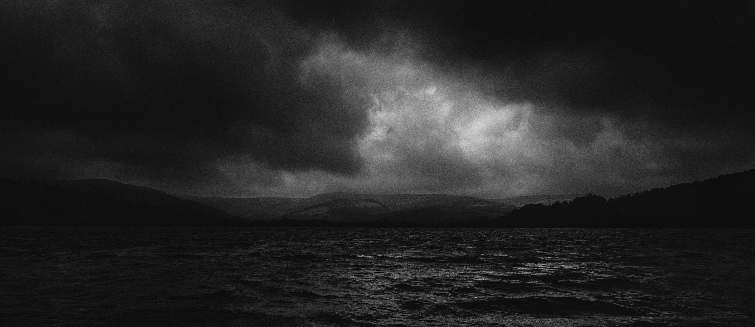 Stormy skies over a lake