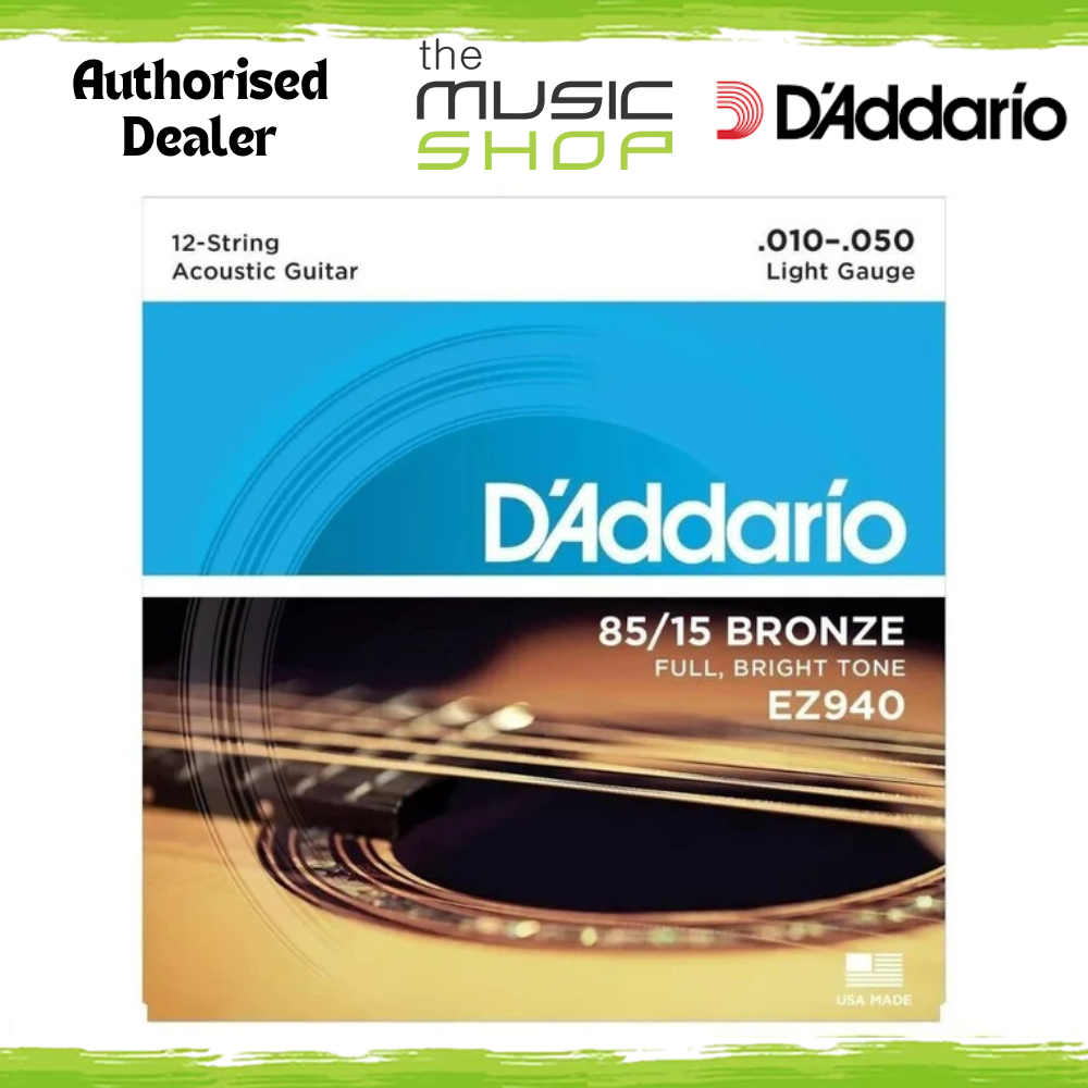D'Addario EZ940 10-50 Light 12 String 85/15 Bronze Acoustic Guitar Strings