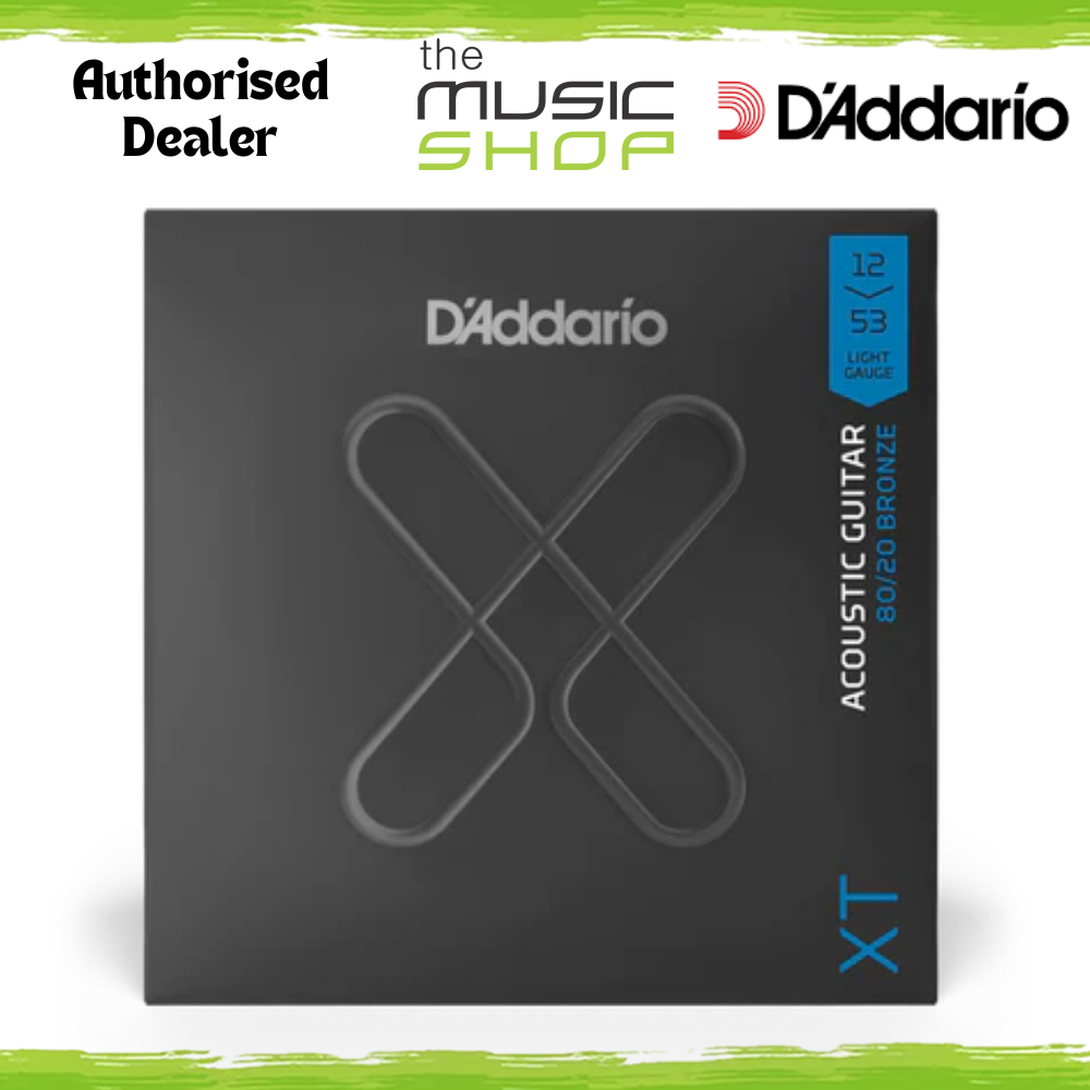 D'Addario XT 12-53 Light Coated 80/20 Acoustic Guitar Strings - XTABR1253