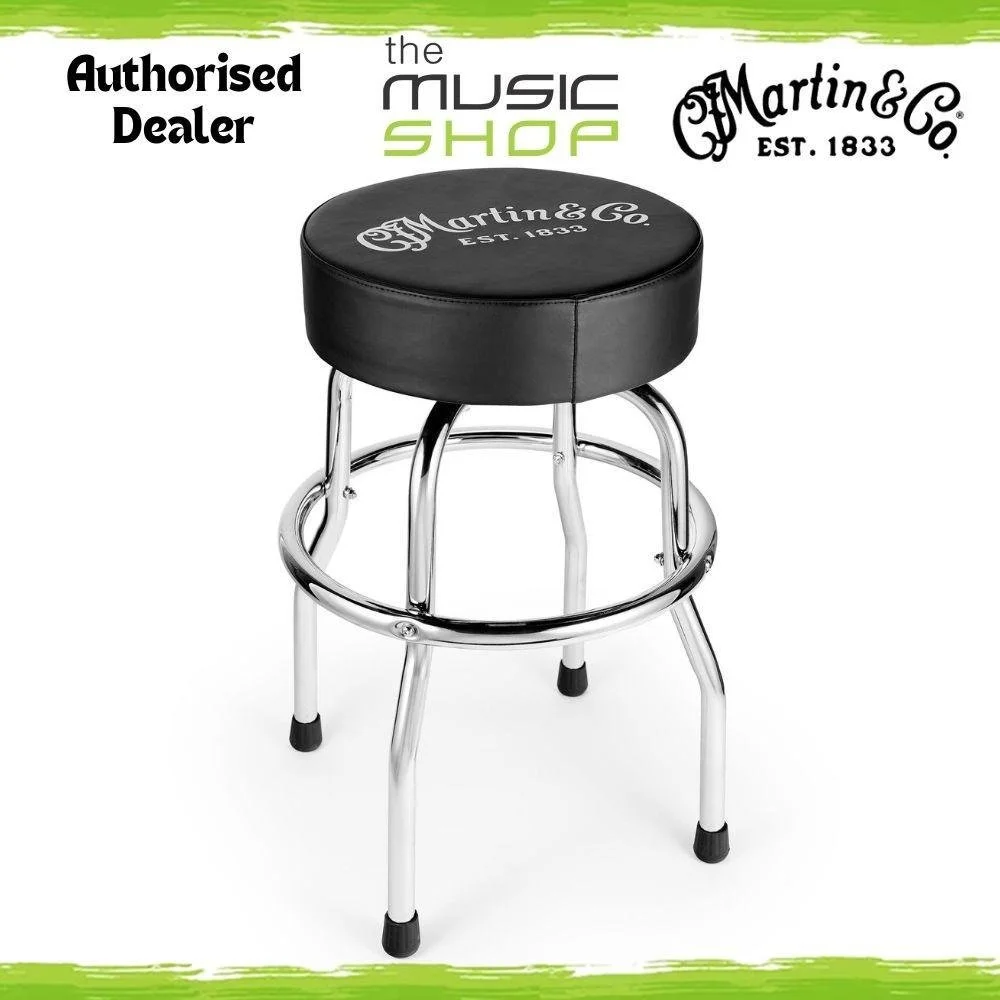 Martin & Co. Chrome Barstool, 24.25" Bar Stool with Martin Guitar Logo - 18N0399