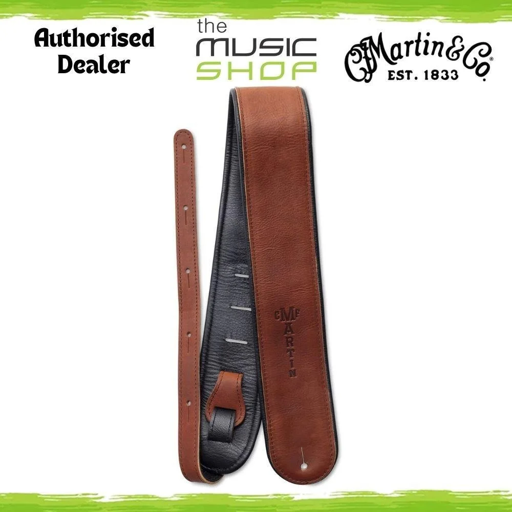 Martin Premium USA Made Rolled Leather Guitar Strap, Brown - 18A0028 (STR-0028)