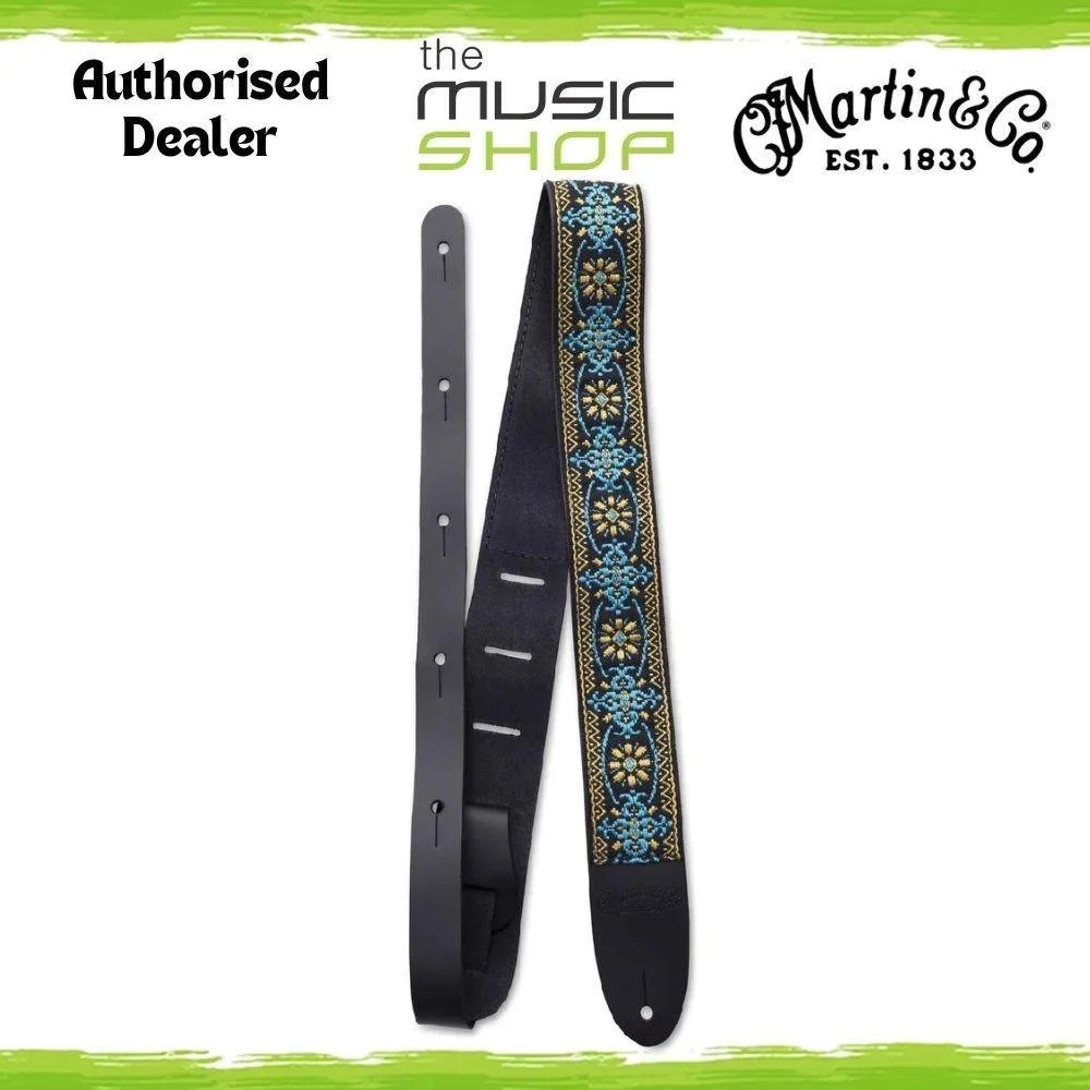 Martin Retro Cotton Jacquard Woven Blue/Yellow Guitar Strap - 18A0085 (STR-0085)
