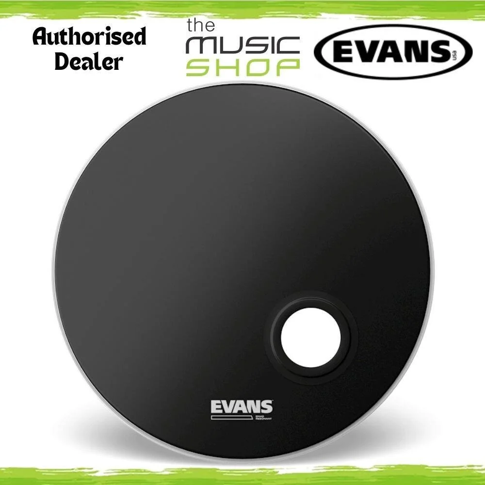 Evans 20" EQ3 Reso Black , Front Resonant Bass Drum Head with Port - BD20RB
