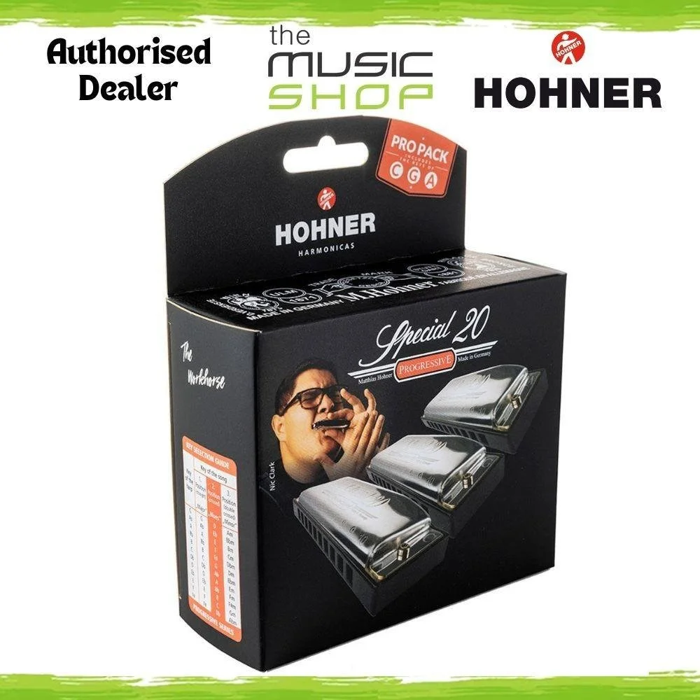 Hohner Special 20 3 x Harmonica Pro Pack, Keys of C, G & A Major - M5601PP