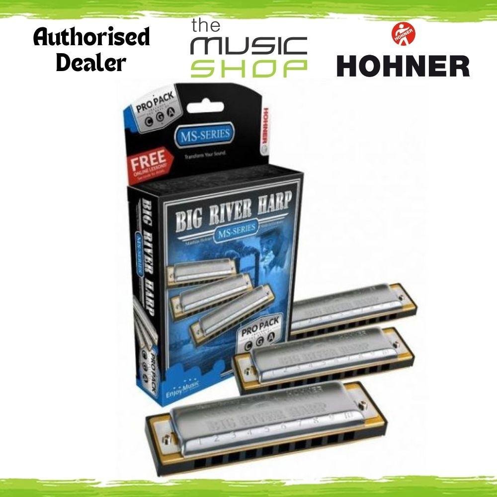 Hohner Big River Harp Pro Pack, 3 x Harmonicas in Keys of C, G & A Major - M5900