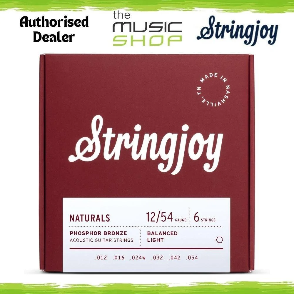 Stringjoy 12-54 Light Naturals Phosphor Bronze Acoustic Guitar Strings SJ-NB1254