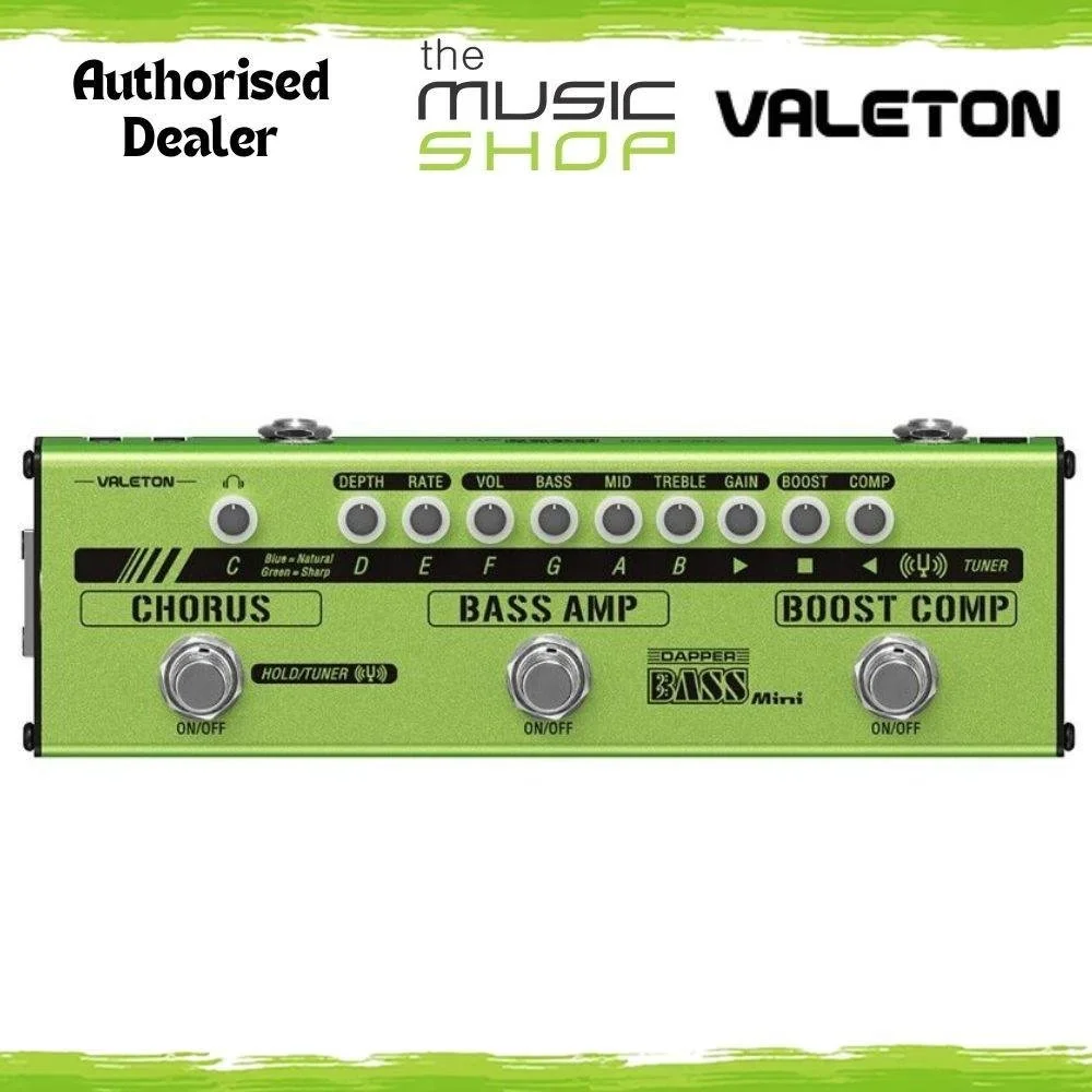 Valeton MES-2 Dapper Bass Mini Effects Strip Pedal, Chorus, EQ, Boost Comp