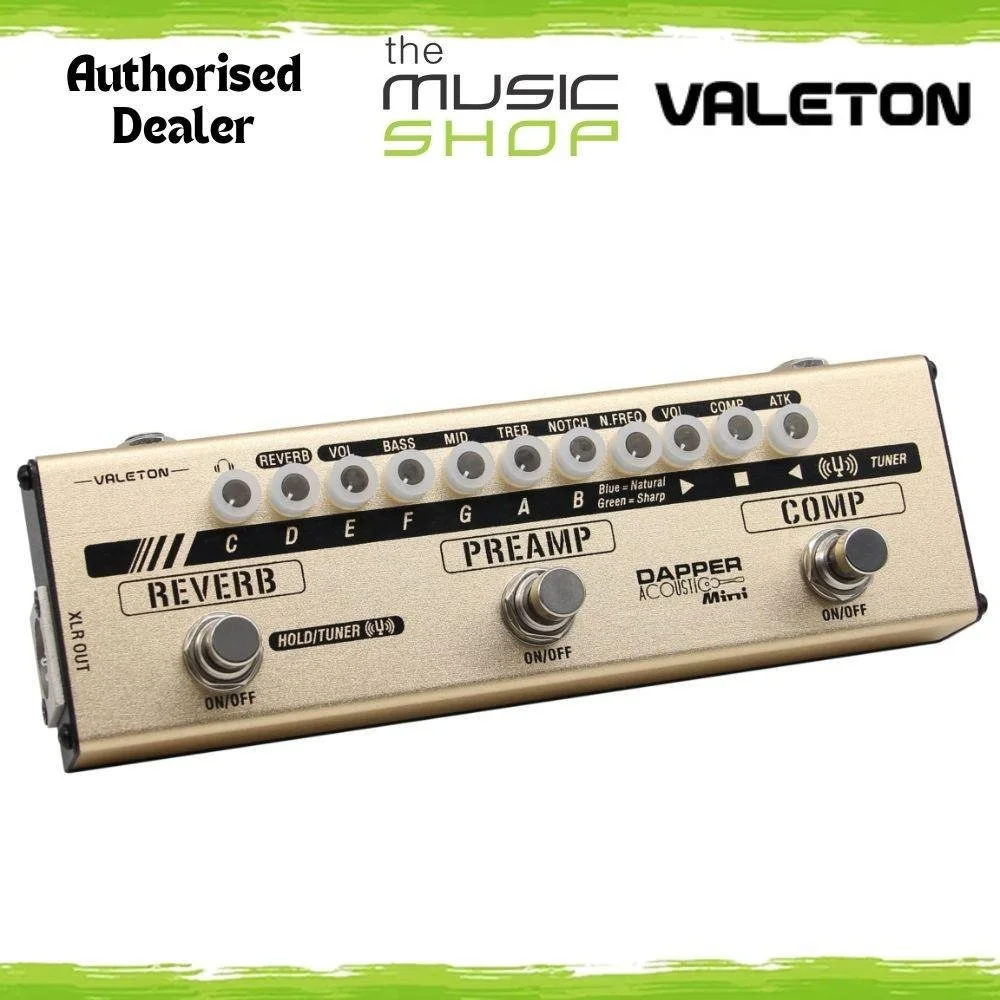 Valeton MES-4 Dapper Acoustic Mini Effects Strip Pedal, Reverb, Preamp, Comp