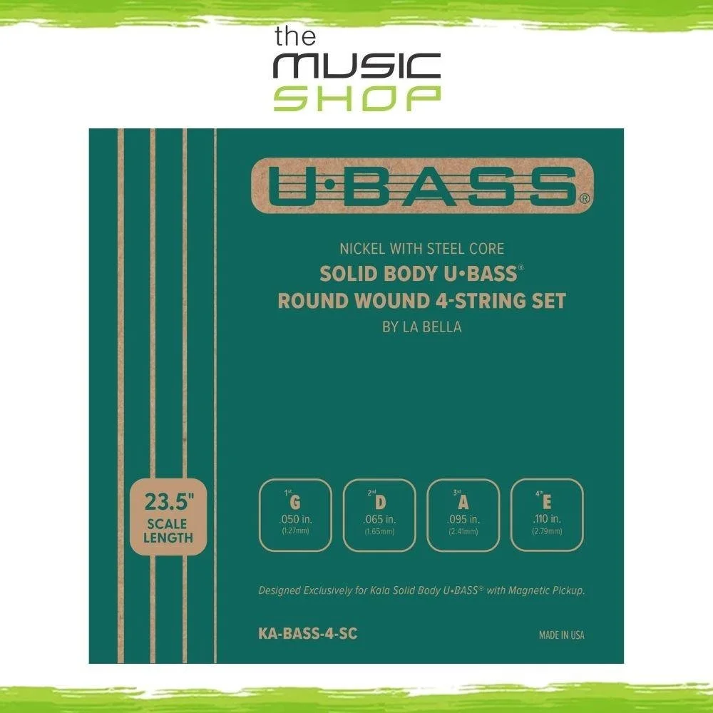 Kala Solid Body U-BASS Round Wound 4 String NW UBASS Strings - KA-BASS-4-SC