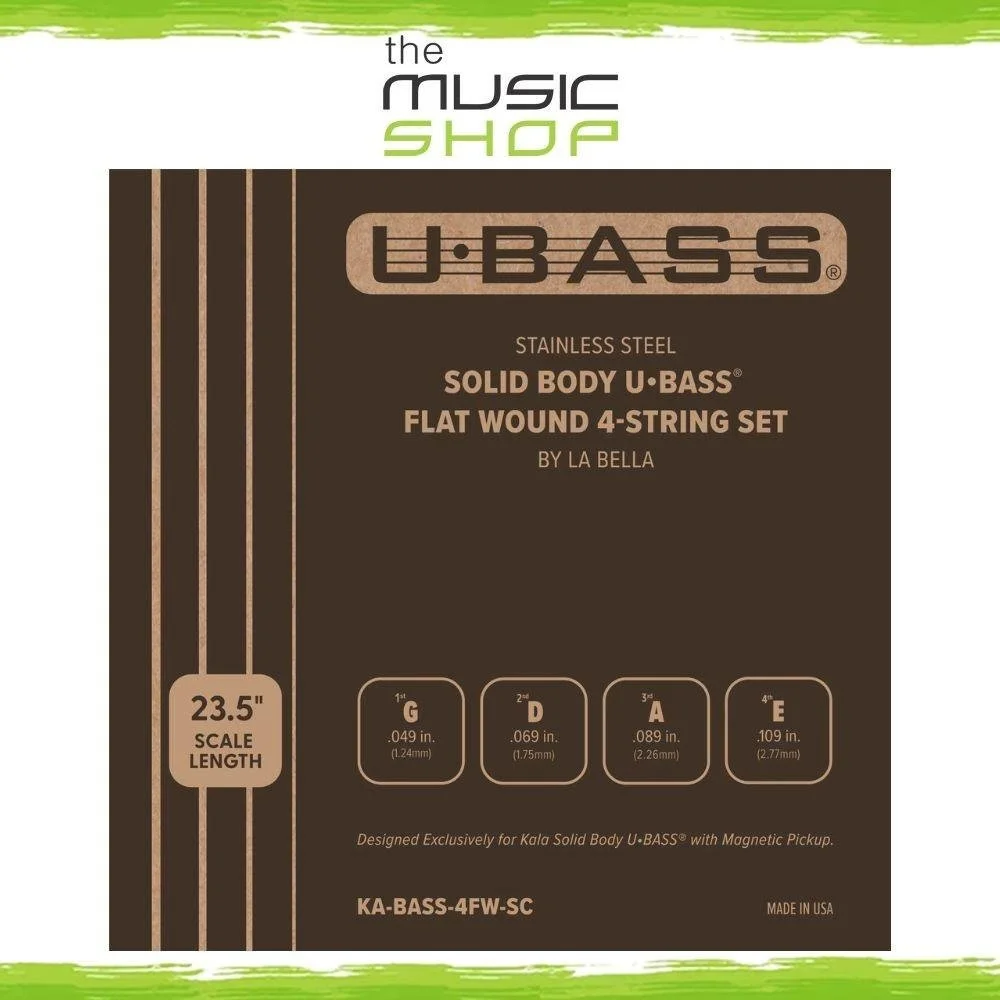 Kala Solid Body U-BASS Flat Wound 4 String UBASS Strings (23.5") KA-BASS-4FW-SC