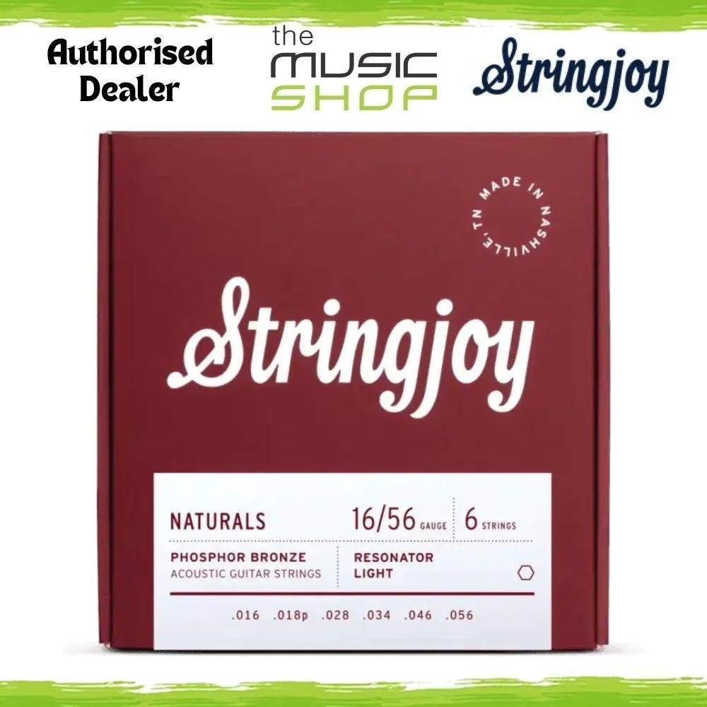 Stringjoy 16-56 Resonator Naturals Phosphor Bronze Acoustic Guitar Strings