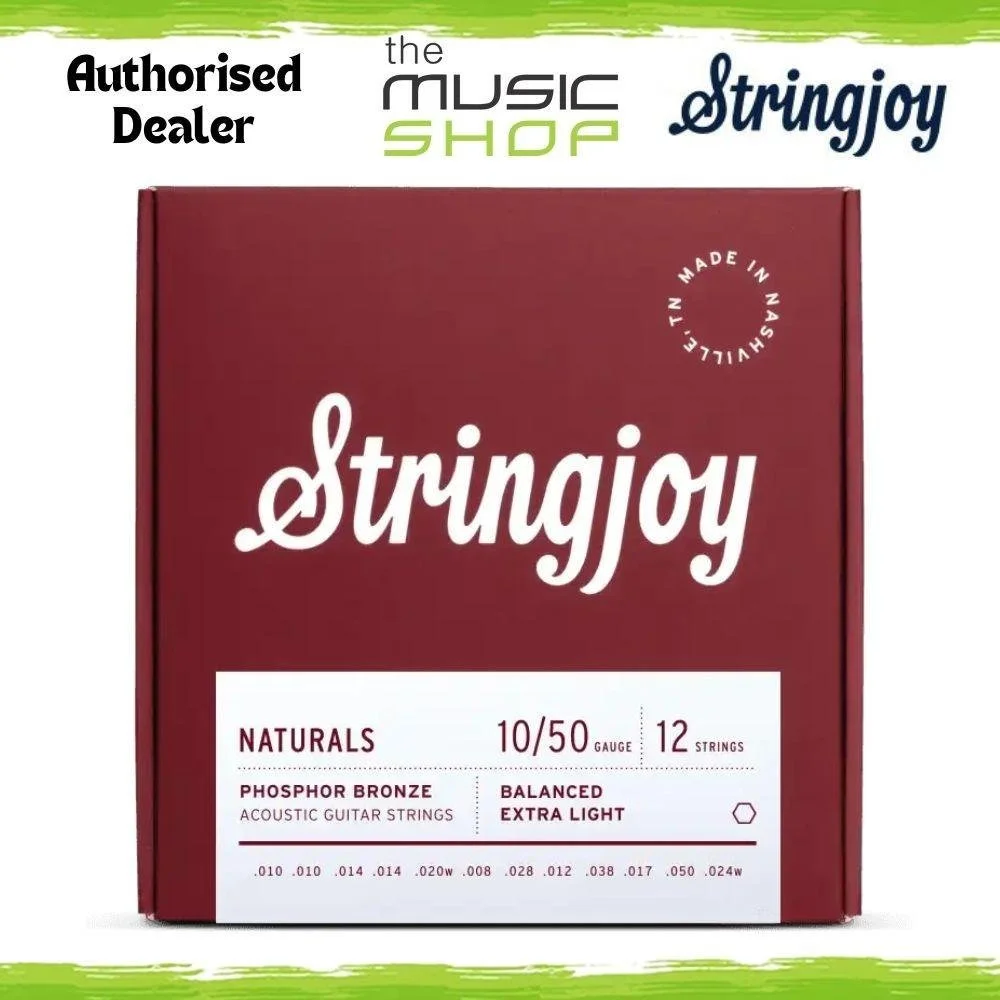 Stringjoy 10-50 Naturals Extra Light 12 String Acoustic Guitar Strings SJ-NB1024