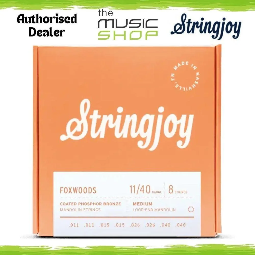Stringjoy 11-40 Medium Foxwoods Coated Phosphor Brz Mandolin Strings - SJ-FW1140