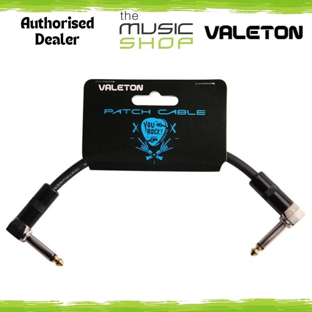 Valeton 15cm Premium Black Patch Cable with Angled Ends, 6.5mm - VAL-VPC-1