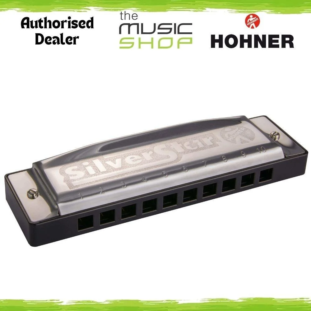 Hohner Silver Star 10 Hole Diatonic Harmonica, Key of C Major - M5042016