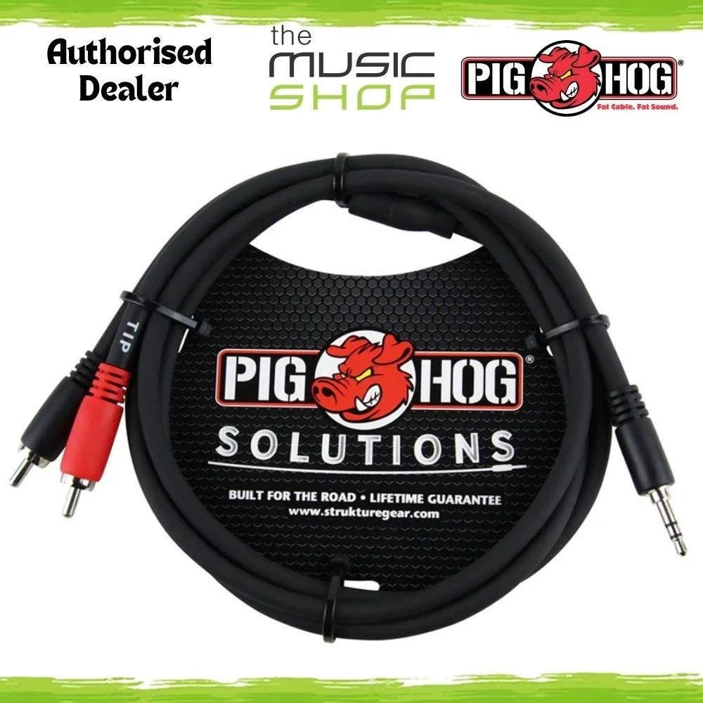 Pig Hog Solutions 3ft Stereo Breakout Cable, 3.5mm TRS to Dual RCA - PB-S3R03