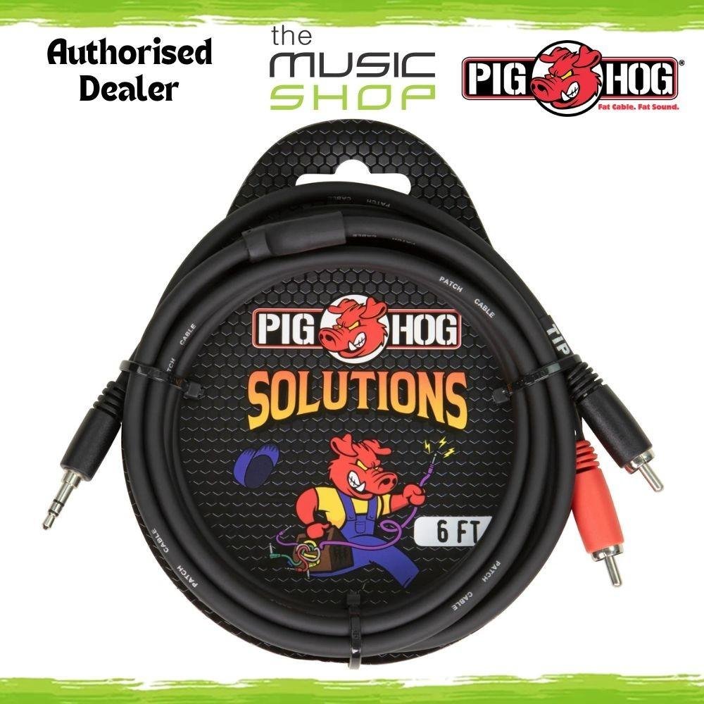 Pig Hog Solutions 6ft Stereo Breakout Cable, 3.5mm TRS to Dual RCA - PB-S3R06