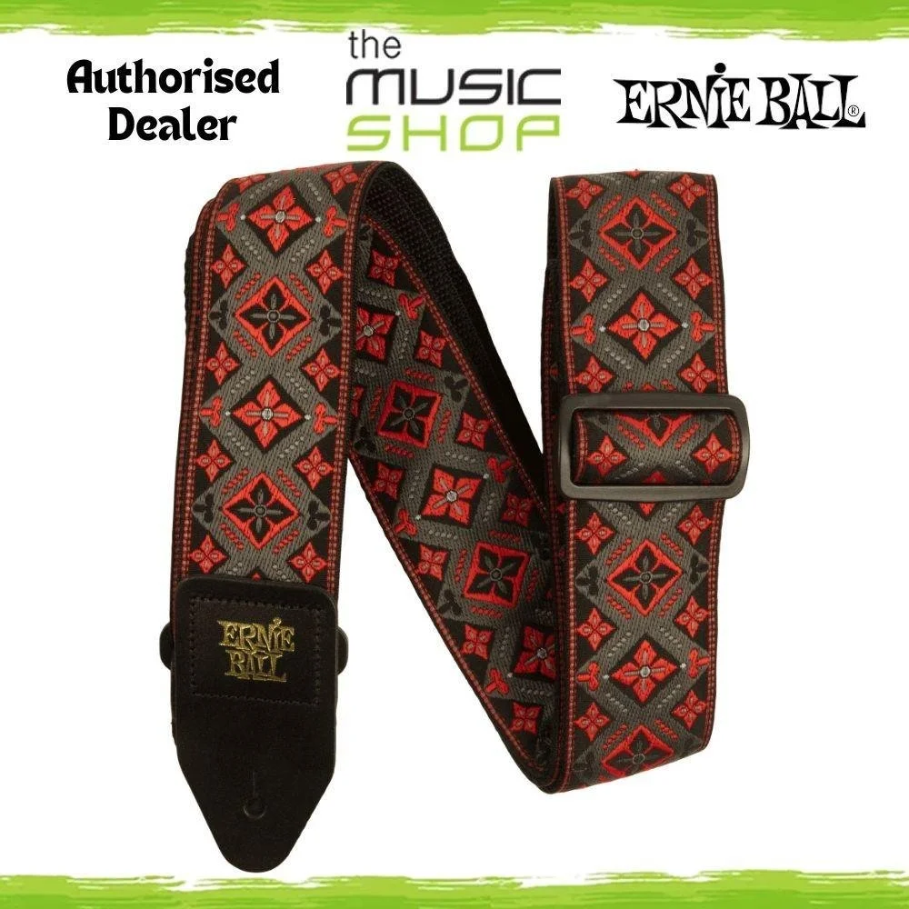 Ernie Ball Classic Jacquard Guitar/Bass Strap, Red King Design - 5346