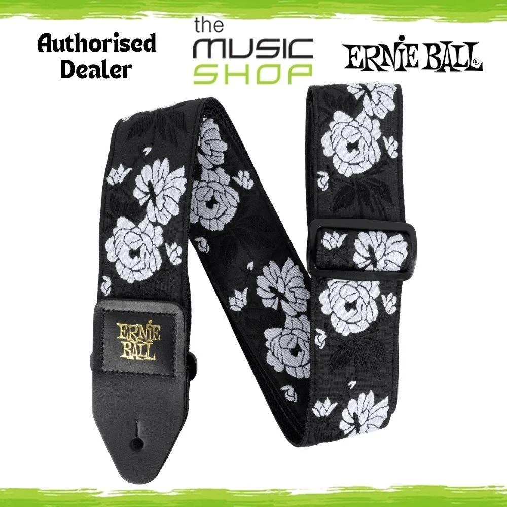 Ernie Ball Classic Jacquard Guitar/Bass Strap, Vanilla Rose Design - 5357