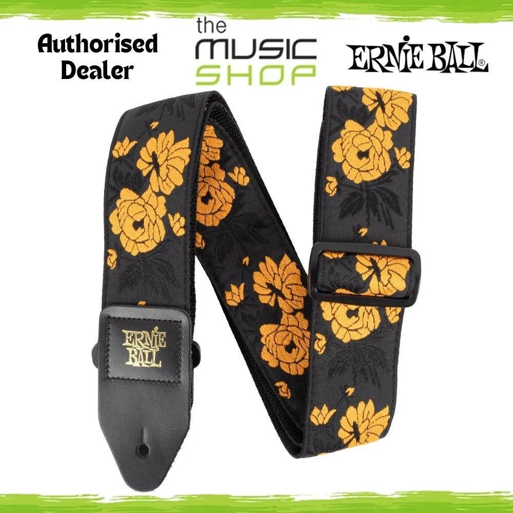 Ernie Ball Classic Jacquard Guitar/Bass Strap, Tangerine Rose Design - 5358