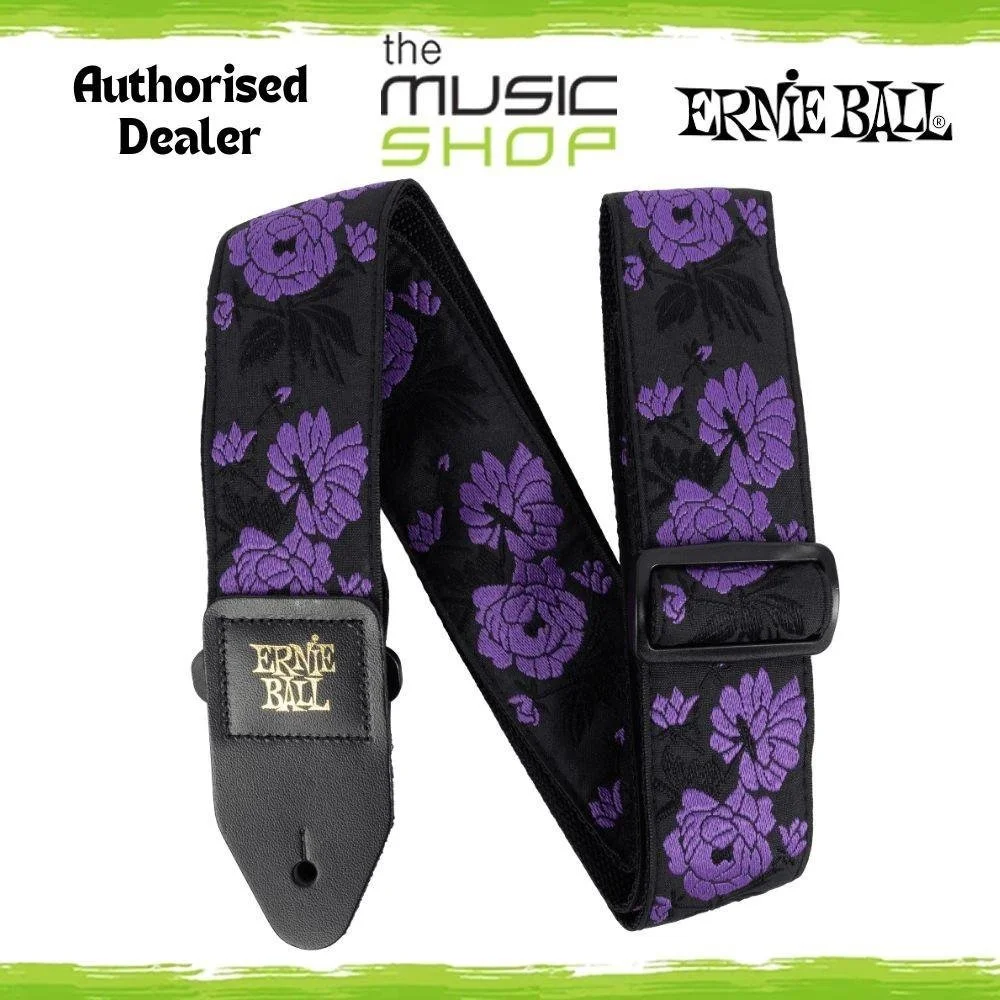 Ernie Ball Classic Jacquard Guitar/Bass Strap, Lavender Rose Design - 5359