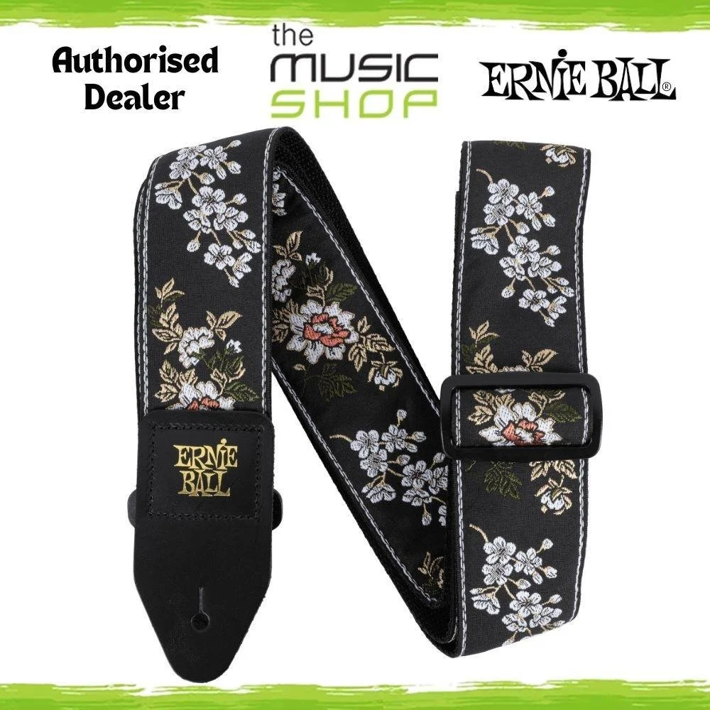 Ernie Ball Classic Jacquard Guitar/Bass Strap, White Blossom Design - 5362