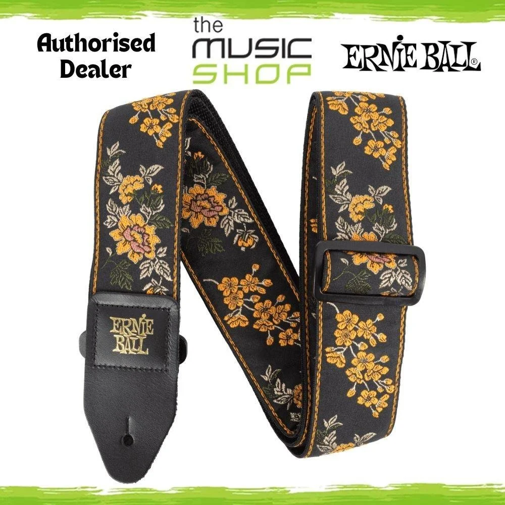 Ernie Ball Classic Jacquard Guitar/Bass Strap, Tangerine Blossom Design - 5363