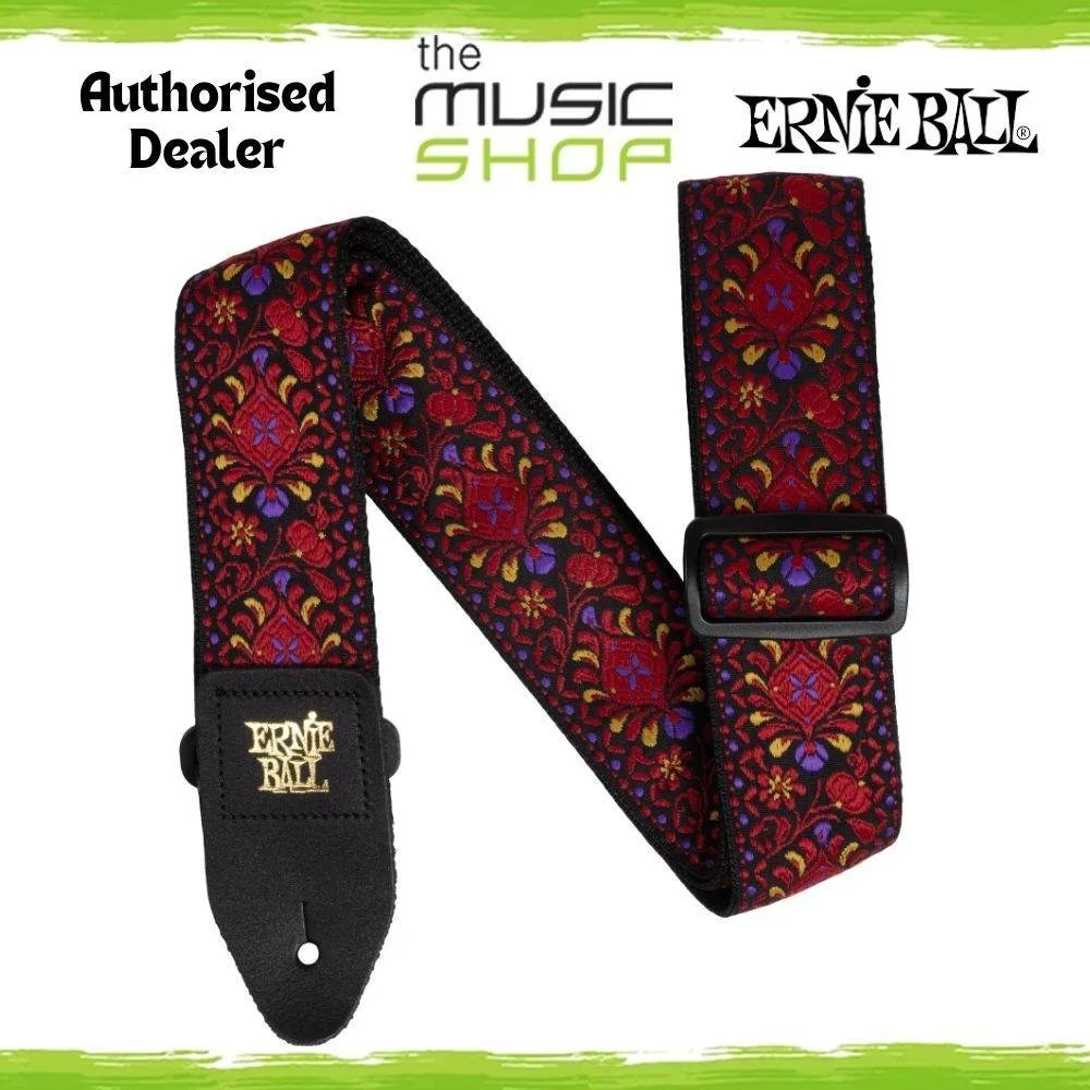 Ernie Ball Classic Jacquard Guitar/Bass Strap, Crimson Royal Bloom Design - 5369