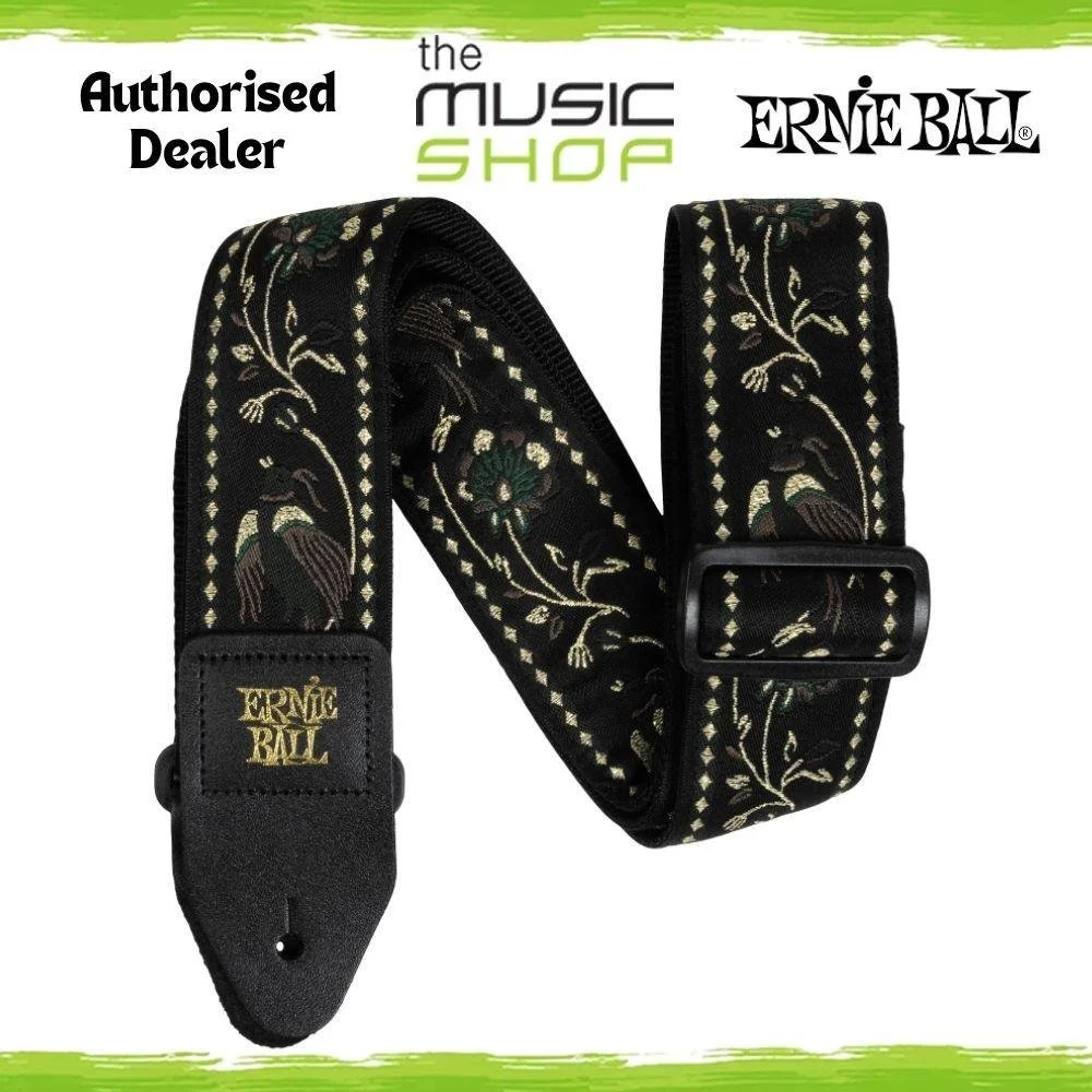 Ernie Ball Classic Jacquard Guitar/Bass Strap, Black Pleasant Pheasant - 5372