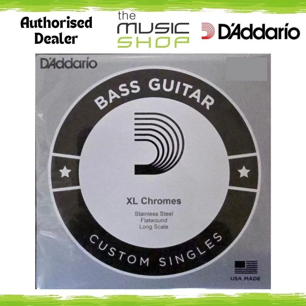 D'Addario Single XL Chromes .132 Gauge Flatwound Bass Guitar String - CB132