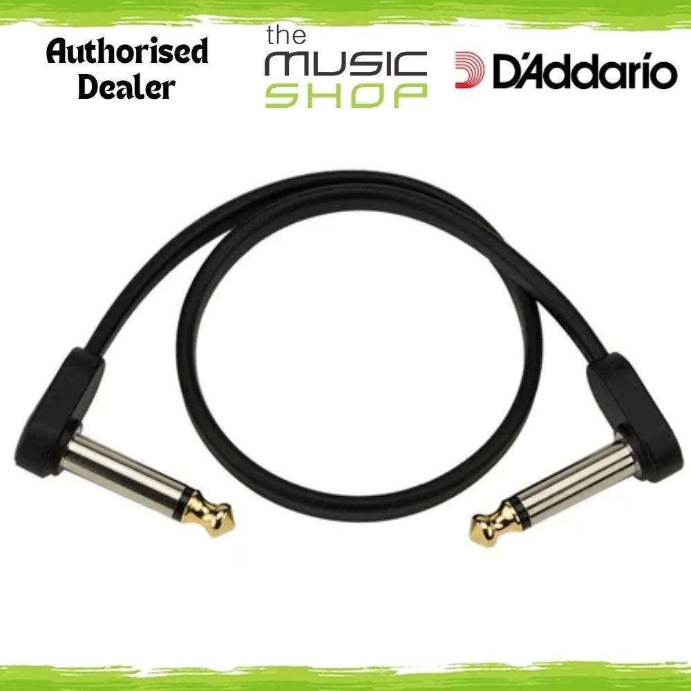 D'Addario Custom Series 2ft Flat Patch Cable, Right Angle Ends - PW-FPRR-02