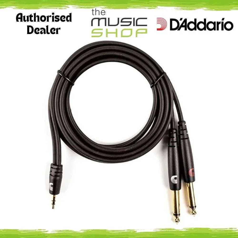 D'Addario 1/8 inch (3.5mm) to Dual 1/4 inch Audio Cable, 6ft - PW-MPTS-06