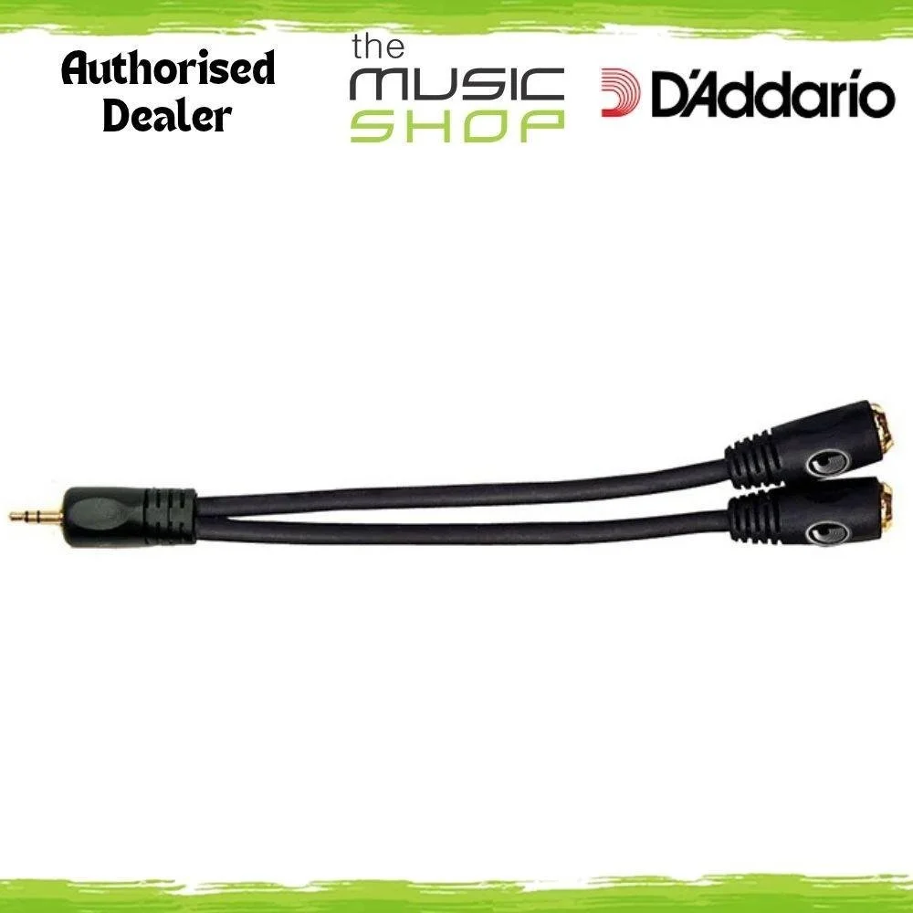 D'Addario 1/8" (3.5mm) Male Stereo to Dual 1/8" Female Stereo Adaptor, PW-P047ZZ