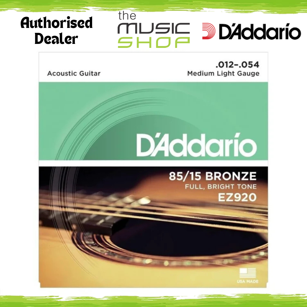 D'Addario EZ920 12-54 Medium Light 85/15 Bronze Acoustic Guitar Strings