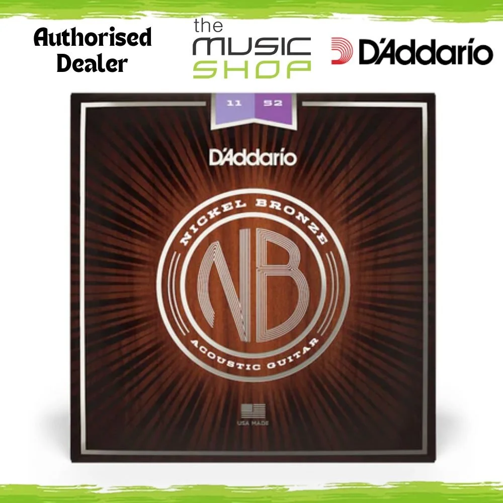 D'Addario Nickel Bronze 11-52 Custom Light Acoustic Guitar Strings - NB1152